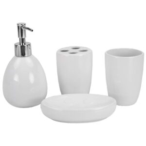 Home Basics 4Pc Bath Accessory Set White