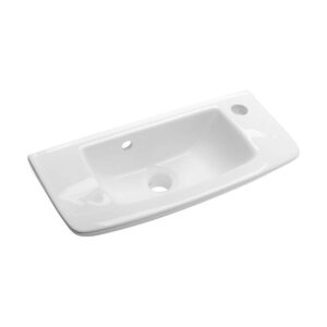 Renovators Supply Edgewood Wall Mount Sink 20 Inches White Ceramic Rectangular Small Basin Porcelain Floating Bathroom Vessel Sink With Overflow And Single Faucet Pre Drilled Holes