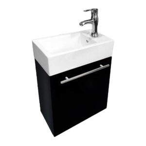 Renovator’s Supply Small Wall Mount Bathroom Vanity Cabinet Sink With Faucet, Drain And Towel Bar