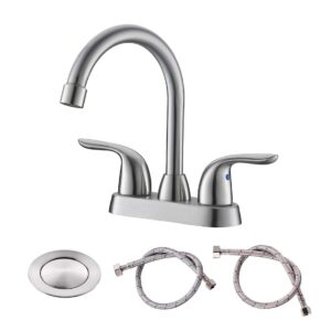 Bathroom Sink Faucet with Pop-up Drain Assembly, Two Handle Bathroom Faucet – Temperature Control , Easy to Install, Durable & Safety – Lavatory Faucet Brushed Nickel, Easy to Clean