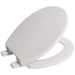 Toilet Seat Round with Lid, Slow Close Seat and Cover, Quite and Easy Clean, Polypropylene Plastic, White