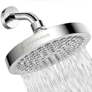 SparkPod Shower Head – High Pressure Rain – Luxury Modern Chrome Look – Easy Tool Free Installation – The Perfect Adjustable Replacement For Your Bathroom Shower Heads