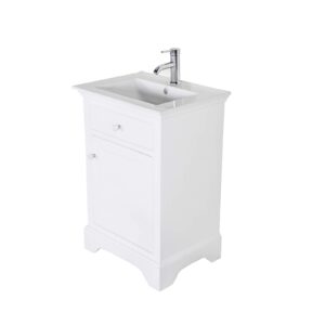 DANSEELEE 24 inch WOODEN ASSEMBLED BATHROOM VANITY FAUCET AND DRAIN INCLUDE (WHITE)