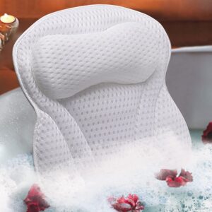 Bath Pillow, Tub Pillow for Bathtub Support Neck,Head and Back with Strong Non-Slip Suction Cups and Comfortabl 3D AirMesh Bath Pillow for men and women