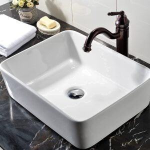 VCCUCINE Rectangle Above Counter Porcelain Ceramic Bathroom Vessel Vanity Sink Art Basin