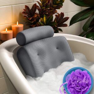 Everlasting Comfort Bathtub Bath Pillow – Spa Pillow with Back and Headrest Cushion – Hot Tub Pillow – Neck and Head Rest Support for Bath or Shower – Bath Stuff Accessories