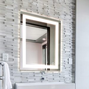 Homewerks 100160 LED Bathroom Mirror Wall Mounted Frameless Anti-Fog Dimmable Light 1600 Lumen White 5000 Kelvin, Single Color 30″x36″ 4 Side Ultra Bright