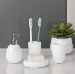 IMAVO Bathroom Accessories Set, 6-Piece Plastic Gift Set, Toothbrush Holder,  Toothbrush Cup, soap Dispenser, soap Dish, Toilet Brush Holder, Trash can  (Grey) – MOORE LA GROUP LLC